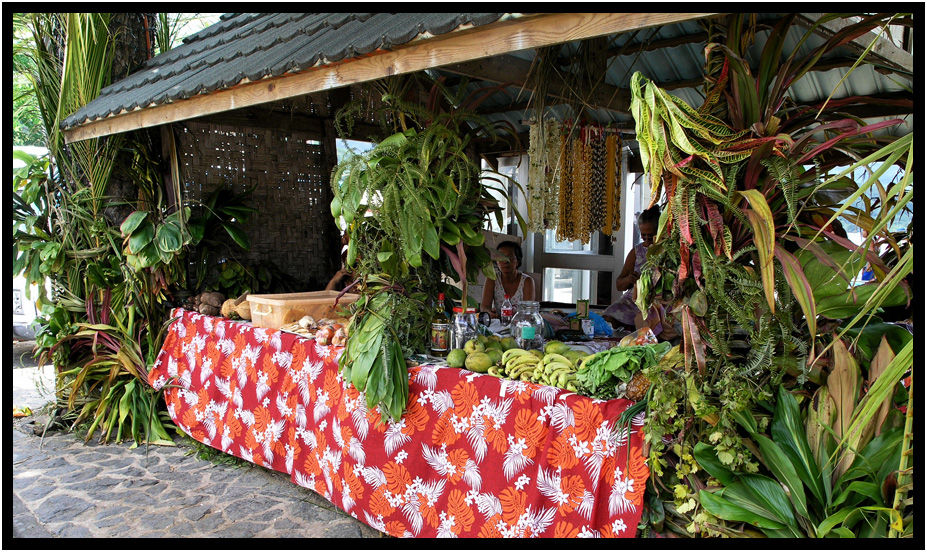 street market, fare, huahine, french polynesia